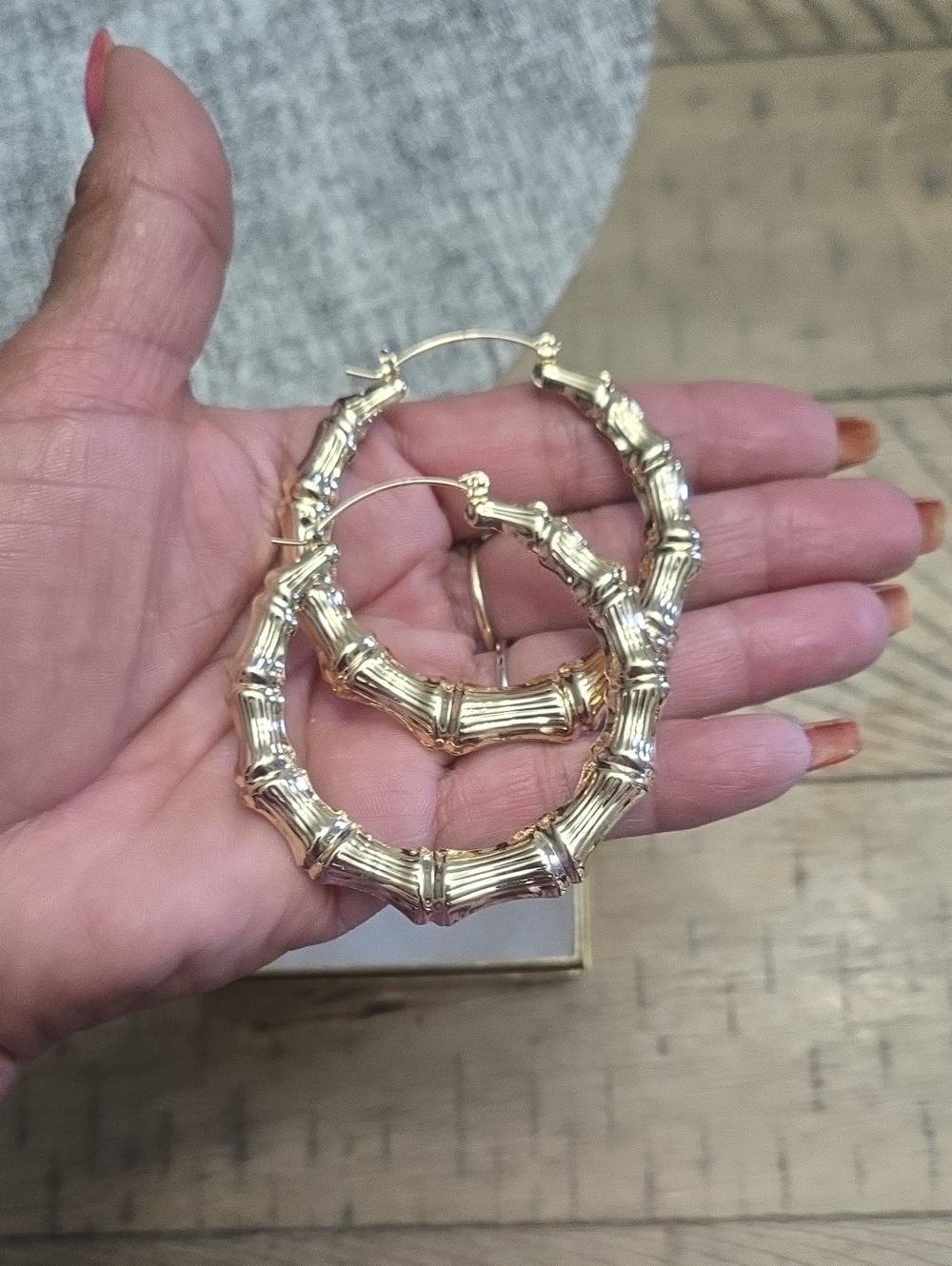 Gold Bamboo-Style Hoop Earrings - Elegant Women's Jewelry Gold Fill